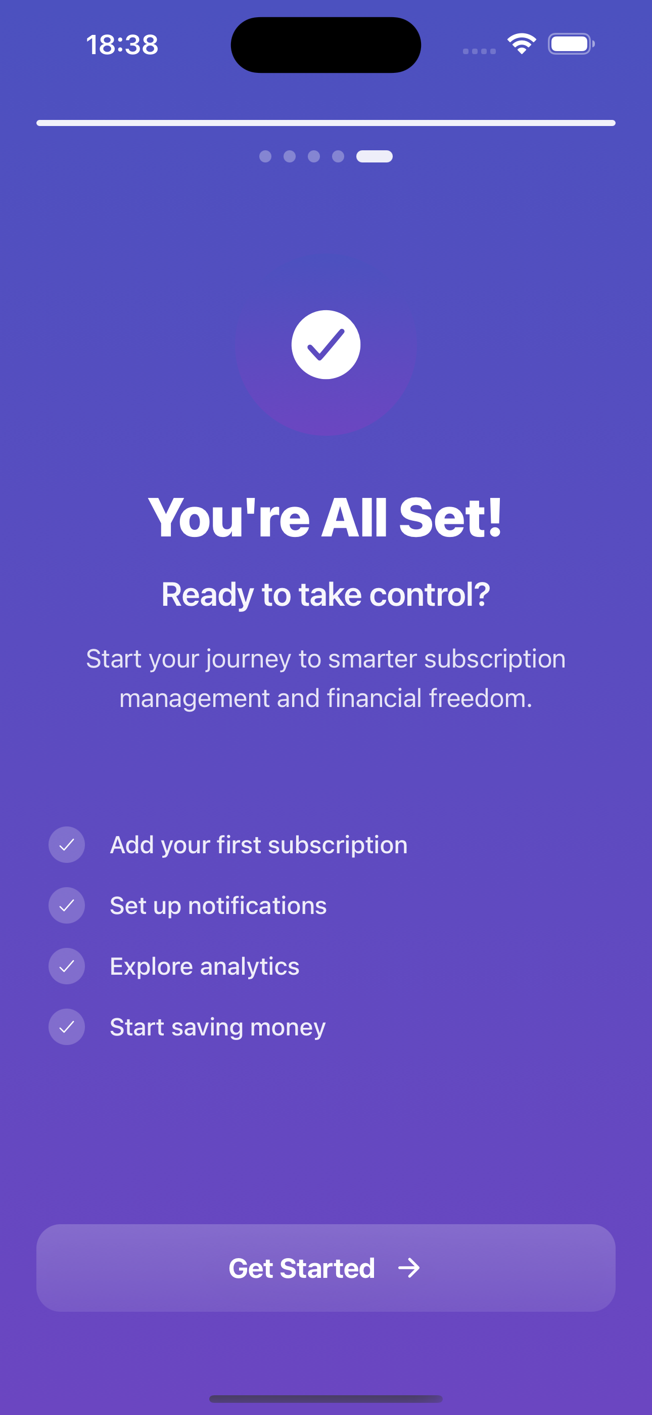 SubWise iOS onboarding screen